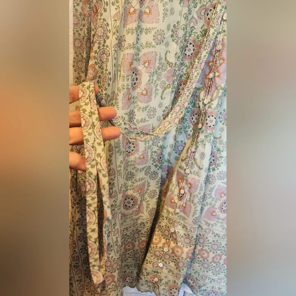 Joie Pleated Floral Mini Challensia Dress in Shale Green Multi, Size M NWT‎ - Picture 6 of 9